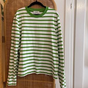 COS Green and White Striped Crew Neck Shirt Women’s